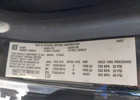 2008 Chevrolet Colorado Lt z USA, uszkodzony, nr VIN 1GCCS13E788161141